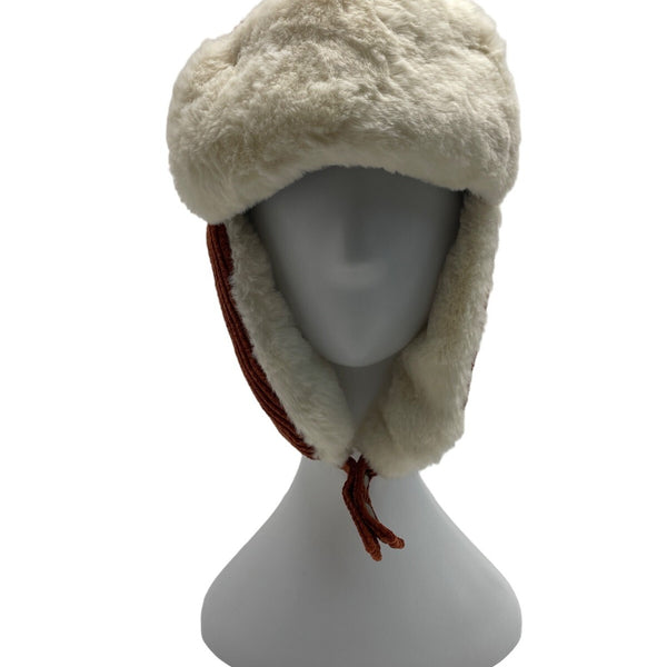 High Desert Gear Unisex Corduroy Faux Fur Trapper Ear Flaps Brown Cream One Size