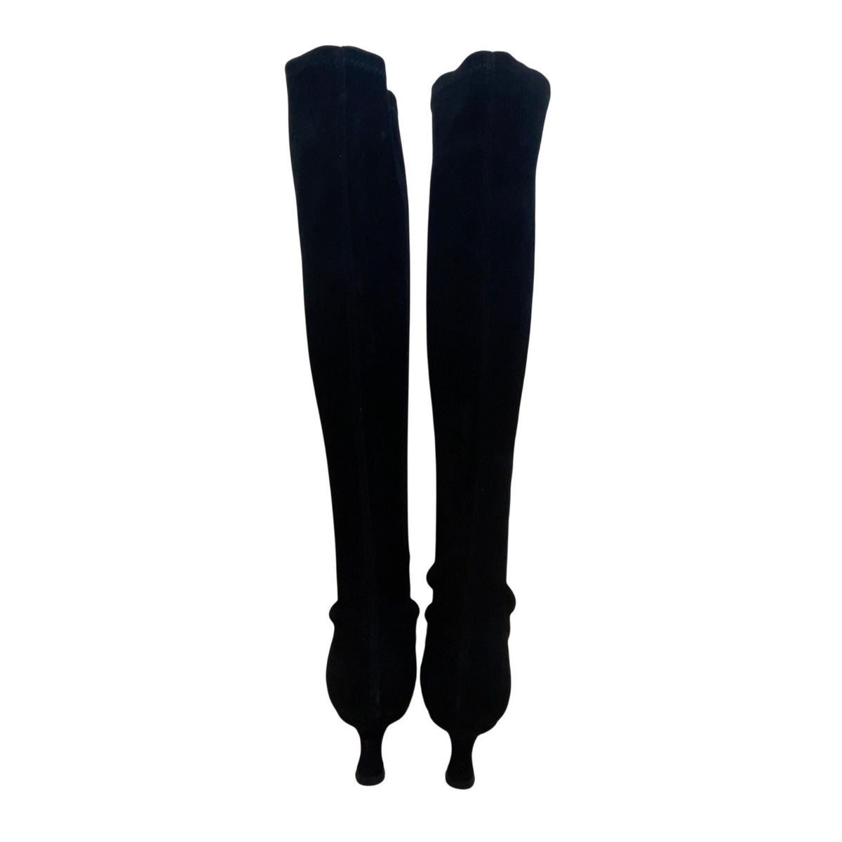 Stuart Weitzman Women’s Black Stretch Suede Empire Knee-High Heeled Boots Size 9