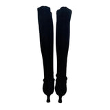 Stuart Weitzman Women’s Black Stretch Suede Empire Knee-High Heeled Boots Size 9