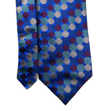 Xmi Men’s Blue Multicolor All Silk Geometric Pattern Tie Handmade Italy Imported