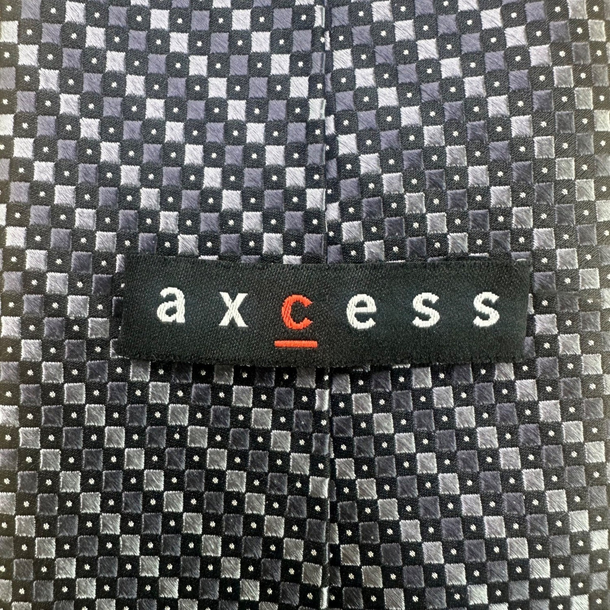 Axcess Mens Navy Silk Handmade Patterned Tie Blue Check Design