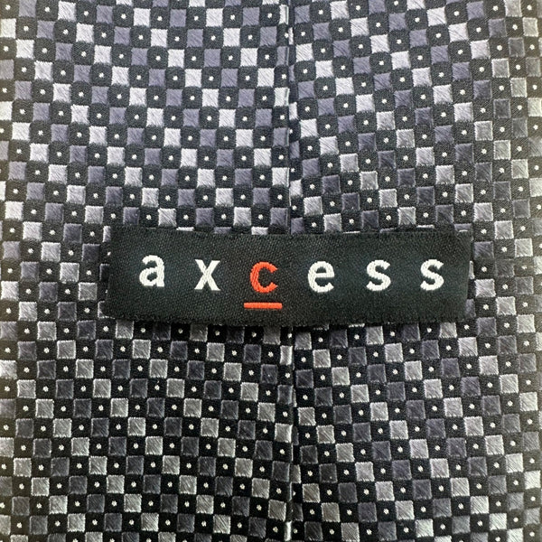 Axcess Mens Navy Silk Handmade Patterned Tie Blue Check Design