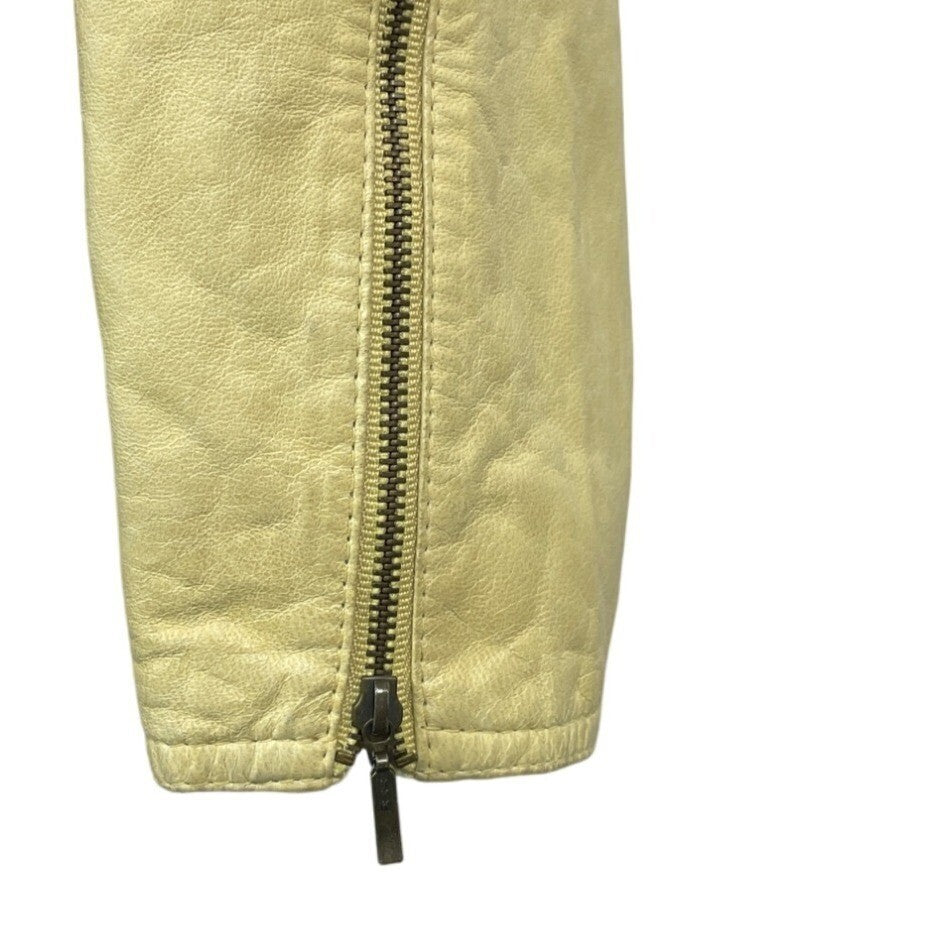 Robert Comstock Zip Up Yellow Rhino Leather Jacket Sz 6 (EU 38)