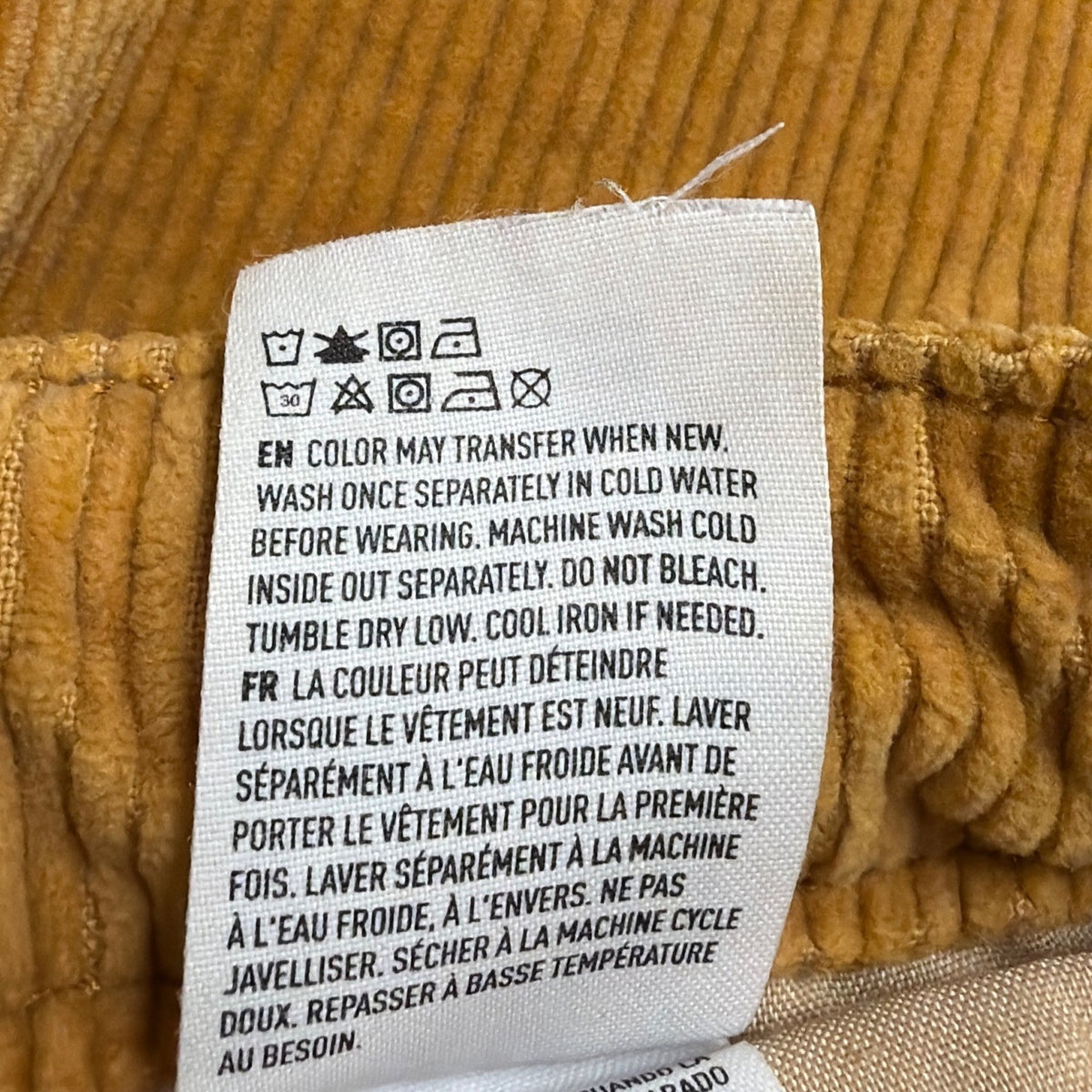 American Eagle Womens Mustard Yellow Corduroy Super Stretch Pants Size 0 R