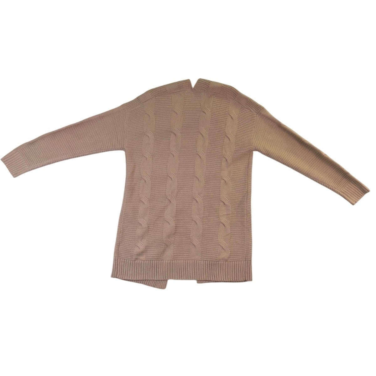 Merokeety Womens Beige Cable Knit Cardigan Sweater Open Front Pockets Size M