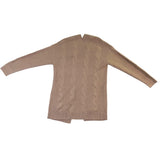 Merokeety Womens Beige Cable Knit Cardigan Sweater Open Front Pockets Size M