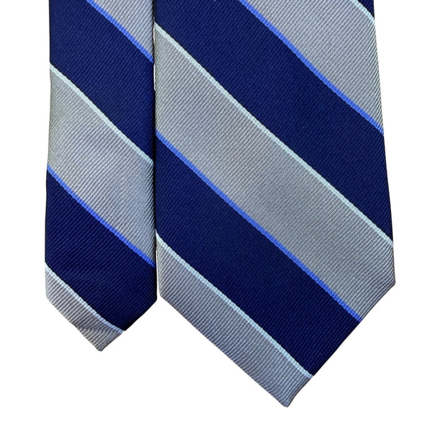Jos A Bank Mens Blue & Gray 100% Silk Striped Tie Stain Resistant Made In China