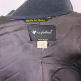 Ceplus Womens Black Wool Blend Long Coat Italy Double-Breasted Size 48
