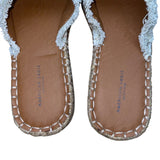 American Eagle Women’s White Cotton Fringe Cross Strap Slide Sandals Size 9