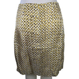 Banana Republic Womens Yellow Brown Silk Pleated Midi Skirt Abstract Print Sz 4