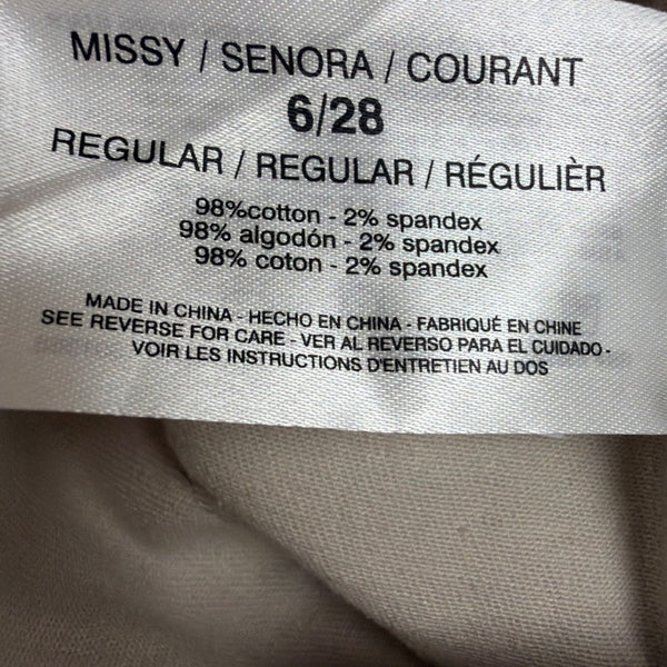 Vintage America Womens Sand Cotton/Spandex Boyfriend Pants Casual Fit Size 6/28