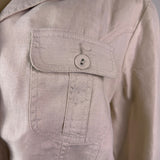 Chicos Womens Beige Linen Button-Up Jacket Two Pockets Casual Size 2