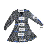 BCX Womens Black & White A-Line Dress With Floral Print And Long Sleeves Sz M