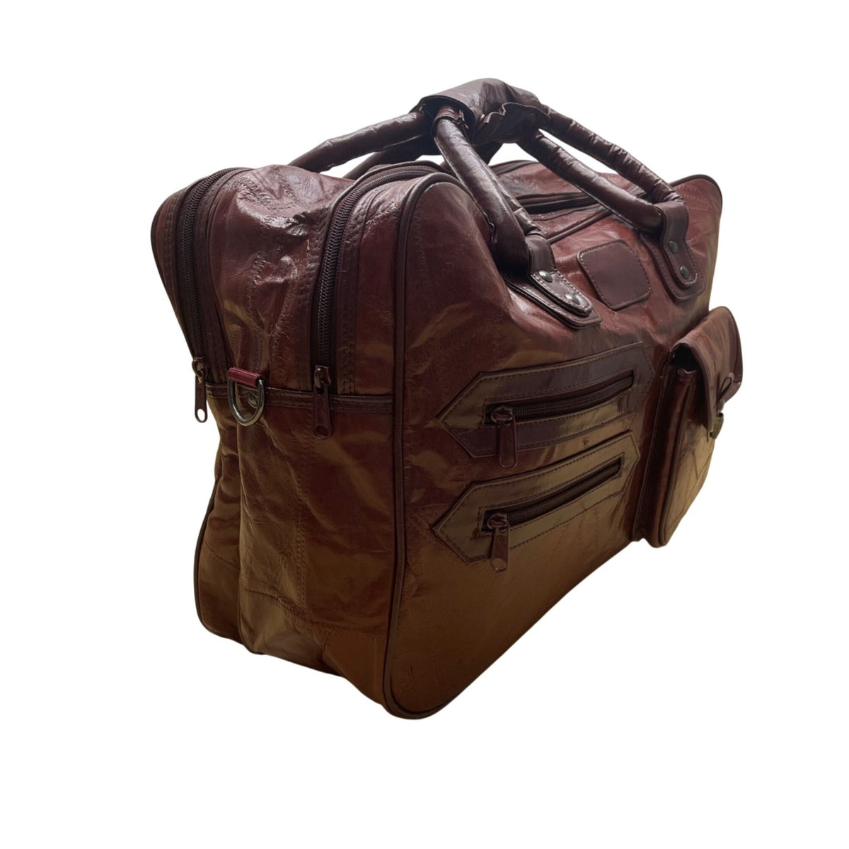 Seville Mens Brown Leather Patchwork With Adjustable Shoulder Strap Travel Bag