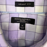 Banana Republic Mens Purple & White Plaid Long Sleeve Grant Fit Shirt Size M