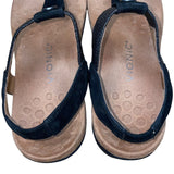 Women’s Black Faux Leather Elastic Thong  Brea Sandals Size 8