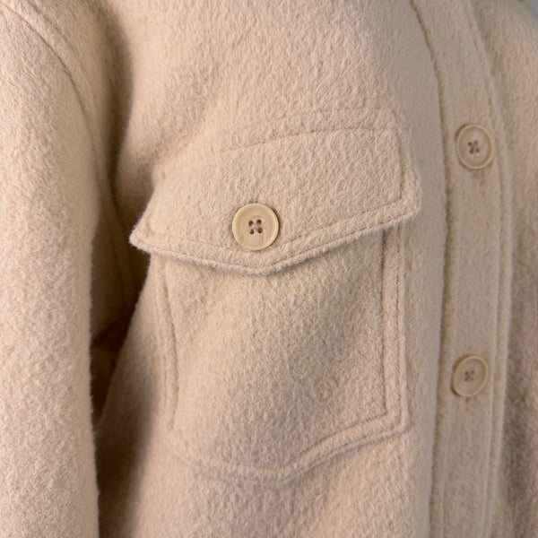 Hilary Radley Womens Beige Fleece Button-Up Shirt Jacket Casual Oversized Sz L