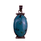 925 Sterling Silver Turquoise Pendant Unisex Oval Design Unique Statement