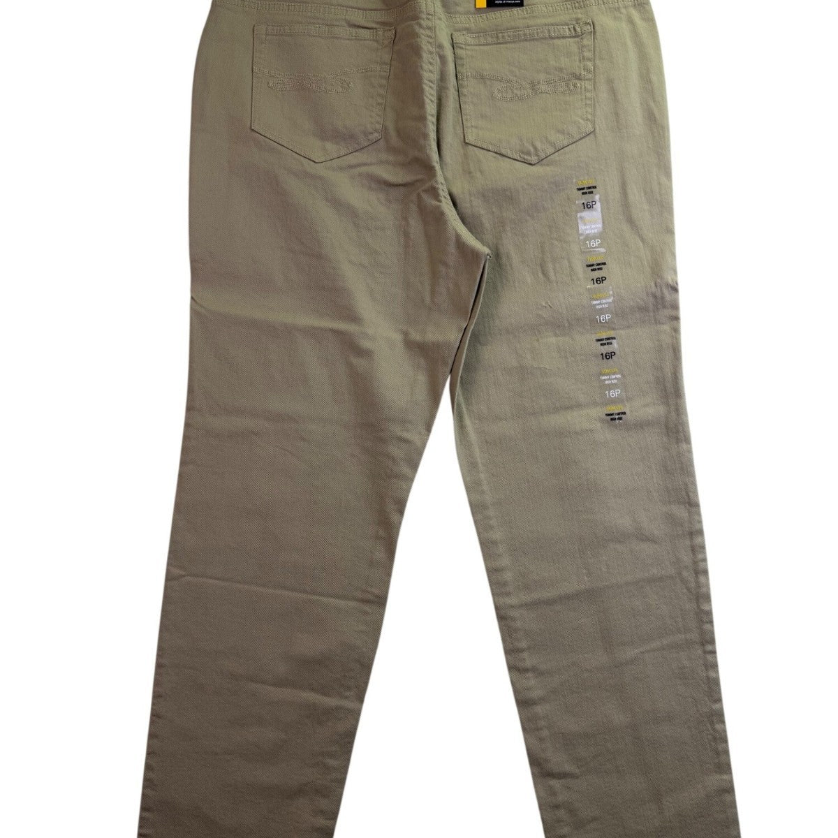 Style & Co Womens Khaki Slim Leg Tummy Control High Rise Pants Size 16P