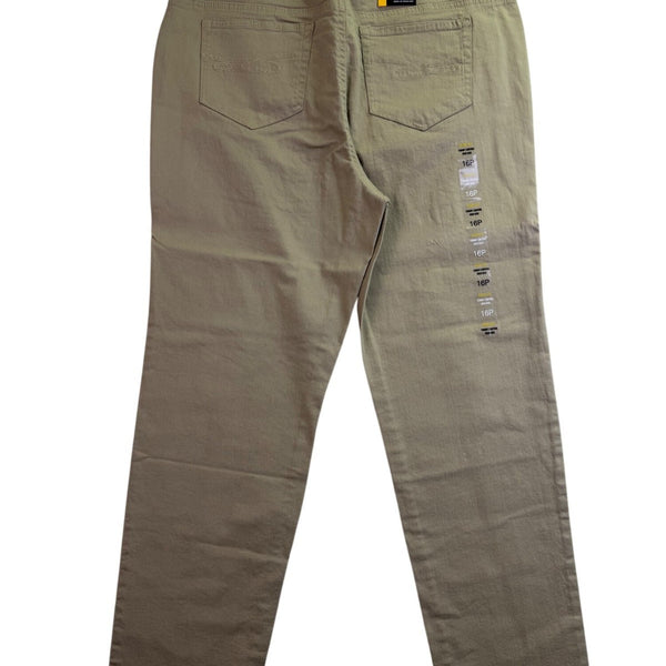Style & Co Womens Khaki Slim Leg Tummy Control High Rise Pants Size 16P