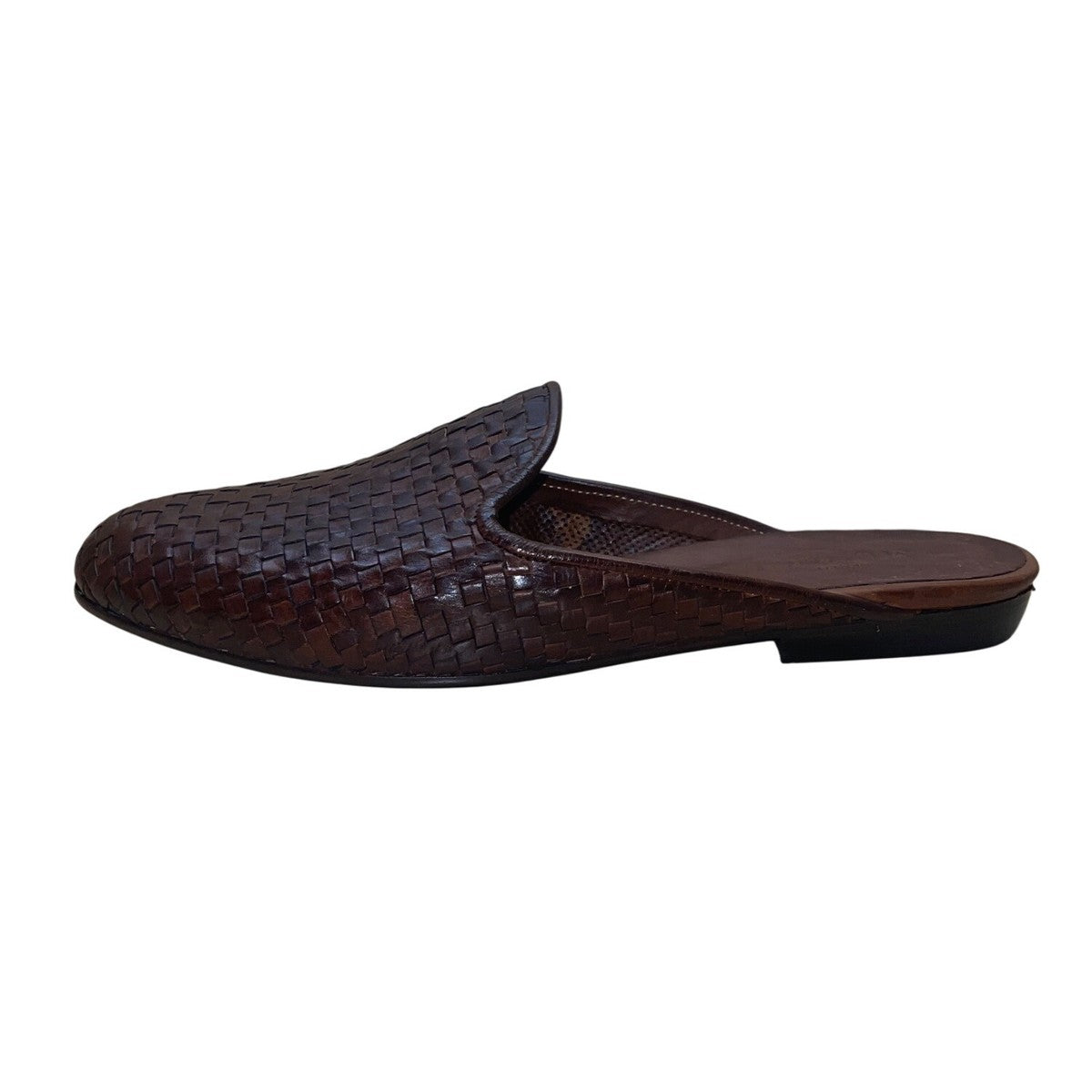 Sesto Meucci Men’s Brown Leather Woven Slip-On Mule Shoes Size 10M