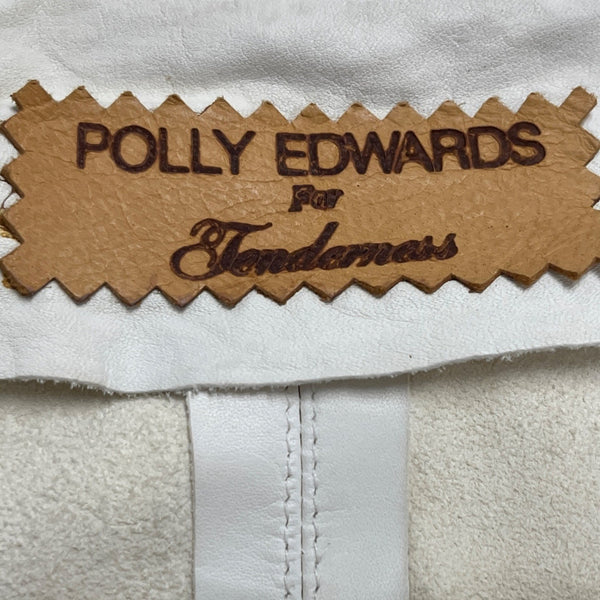 Polly Edwards Womens White Gem Embellished Vintage Sweater Jacket Elastic Hem