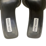 Steve Madden Women’s Black Leather Thai Slip-On Heeled Sandals Size 7.5M