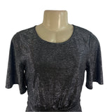 19 Cooper Women's Black and Silver Short Pants and Sleeve Jumpsuit Sz XS