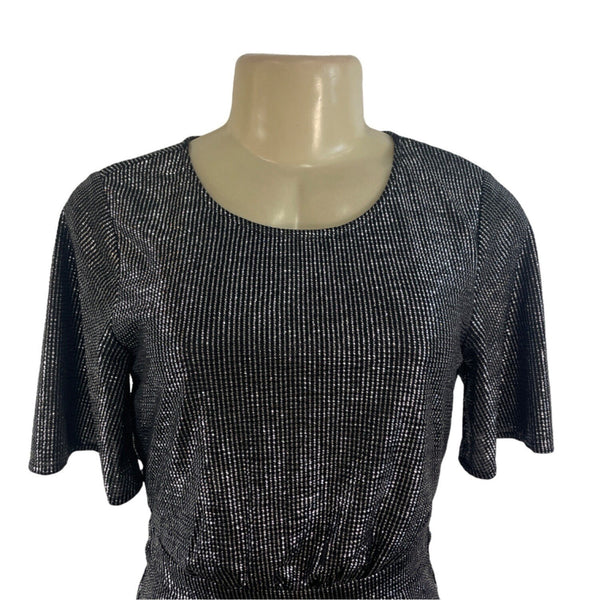 19 Cooper Women's Black and Silver Short Pants and Sleeve Jumpsuit Sz XS