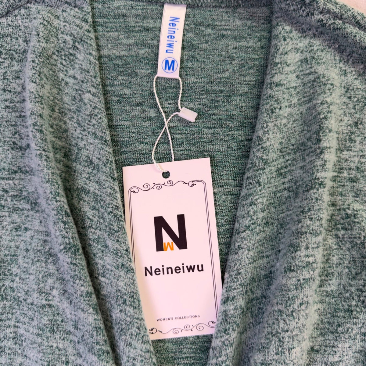 Neineiwu Womens Green Wrap Knit Top Lightweight Long Sleeve Comfortable Size M