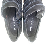 Rocket Dog Women’s Black Suede Stacked Heel Slip-On Ankle Booties Size 9.5