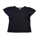 Chicos Womens Black Cotton Eyelet Short Sleeve Top Size 1 US M