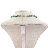 Vintage Green Malachite Womens Necklace & Gold Tone Earrings Set Elegant Design