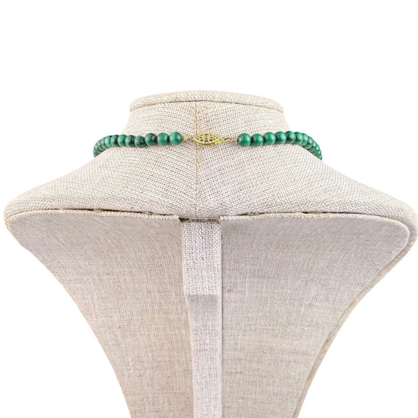 Vintage Green Malachite Womens Necklace & Gold Tone Earrings Set Elegant Design