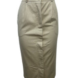 K&L SportWear Beige Midi High-Waisted Pencil Skirt With Button Closure Sz 8