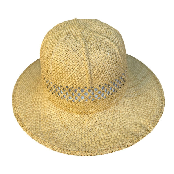 Woven Straw Unisex Natural Sun Hat Breathable Design Ventilated Crown 