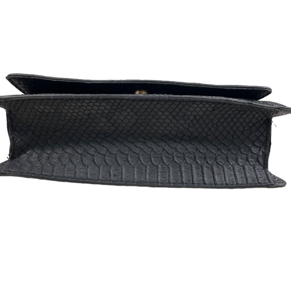 Elizabeth Grant Black Crossbody Purse Python Print Gold Chain Strap Sz S - New