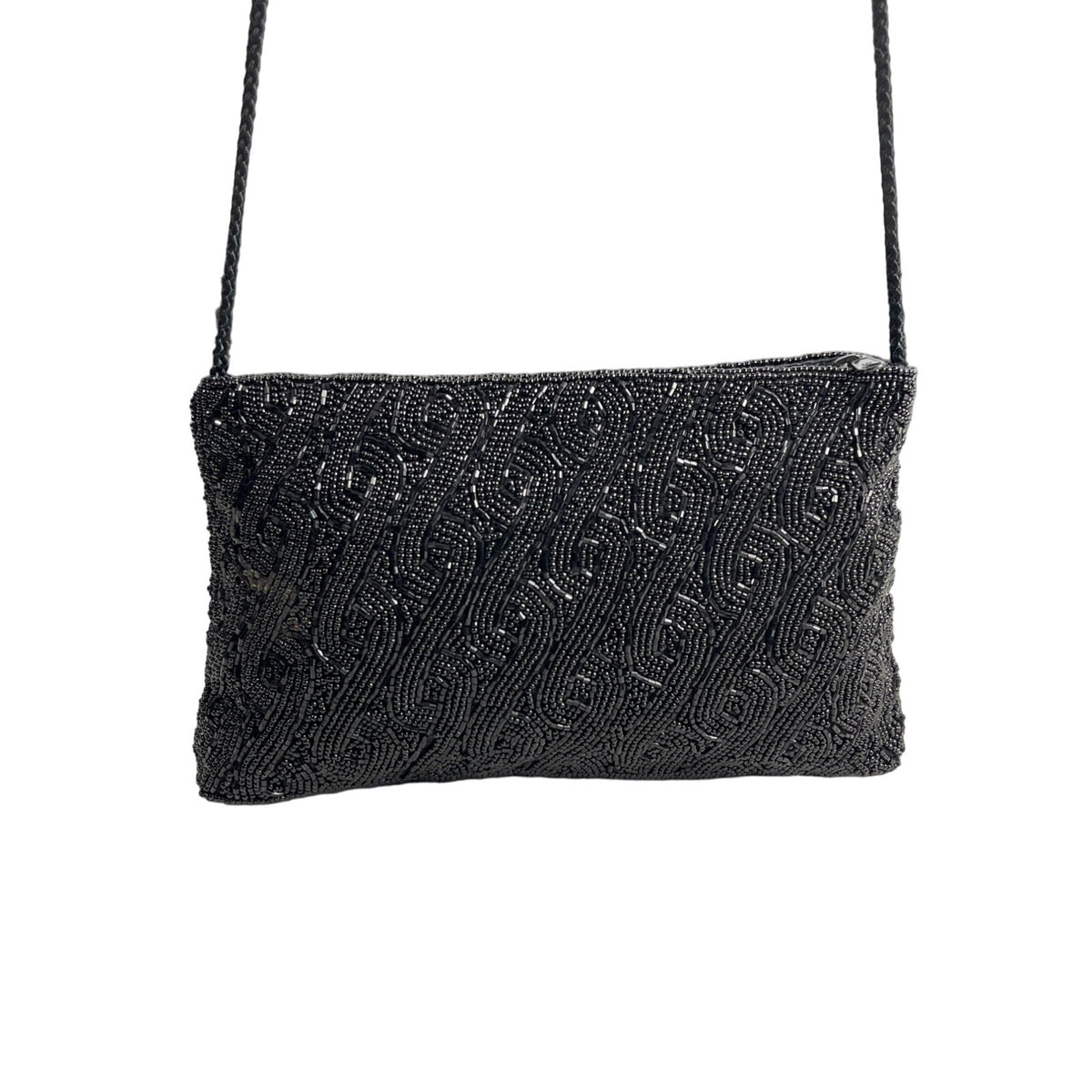 Valerie Stevens Women's Black Beaded Shoulder Purse Sz S
