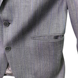 Saint Laurent Mens Gray Wool Pinstripe Blazer & Pants Suit Classic Fit