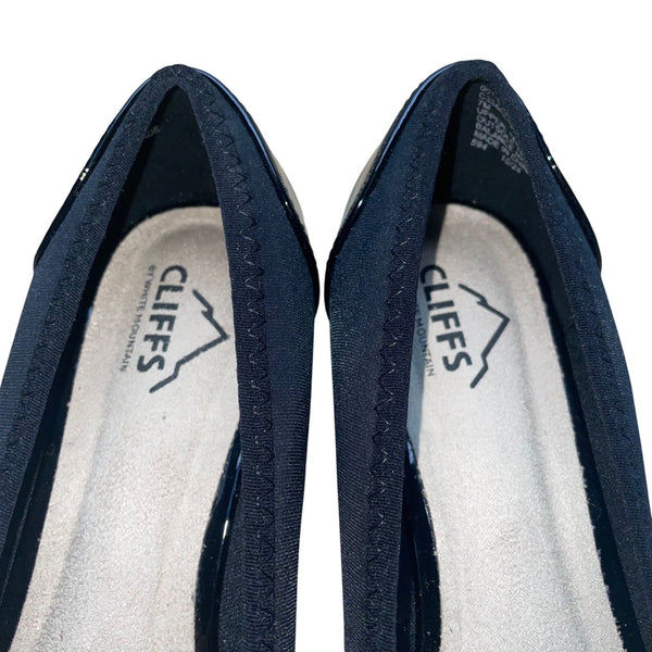 Cliffs By White Mountain Women’s Black Woven Detailing Bowie Wedge Flats Size 7M