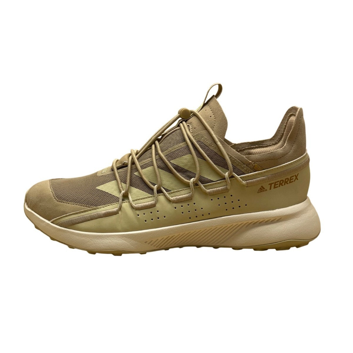 Adidas Men’s Beige & Victory Gold Terrex Trail-Ready Hiking Sneakers Size 12