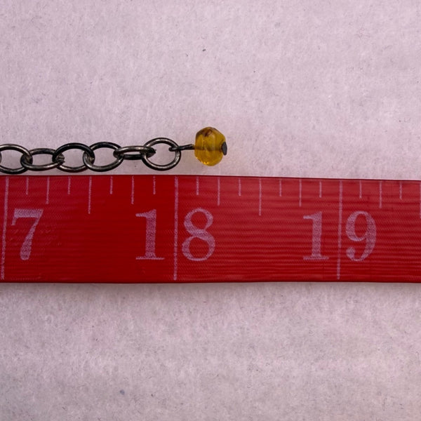 Vintage 90"s Amber Tone & Glass Boho Y-Shaped Necklace Drop Extender