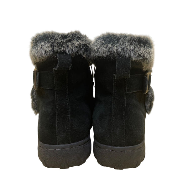 Khombu Women’s Black Faux Fur-Lined & Faux Leather Winter Snow Boots Size 8M