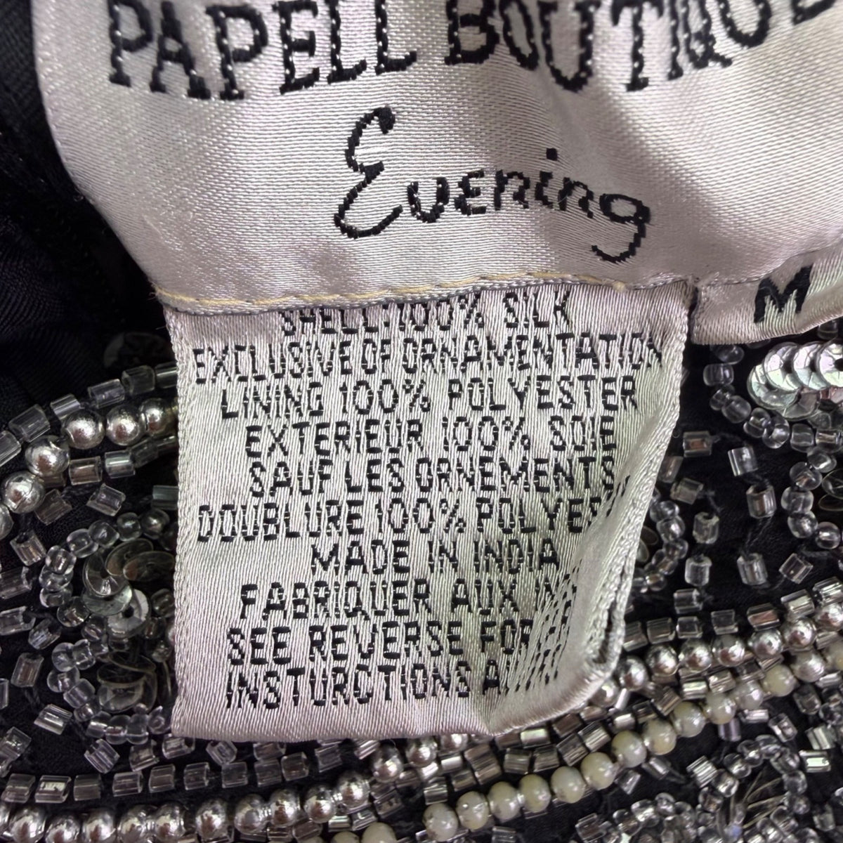 Papell Boutique Womens Black Silk Beaded Halter Top Evening Wear Size M