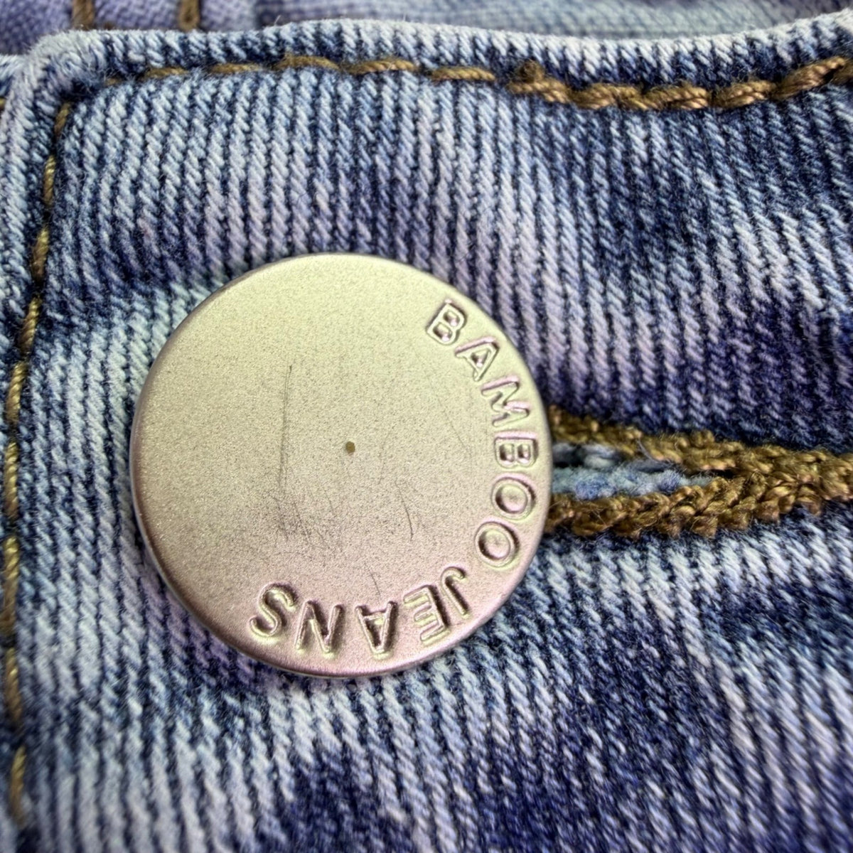 Bamboo Womens Blue Denim Embroidered Flare Jeans Raw Hem Size 7/28