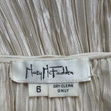 Mary McFadden Women’s Gold & Cream Pleated Satin Gown With Beaded Strap Size 6