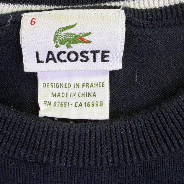 Lacoste Mens Black Cotton Crewneck Sweater Classic Fit Pullover Size 6 