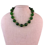 Green Gold Tone Womens Glass Beaded Necklace Gold Toned Spacer Jewelry