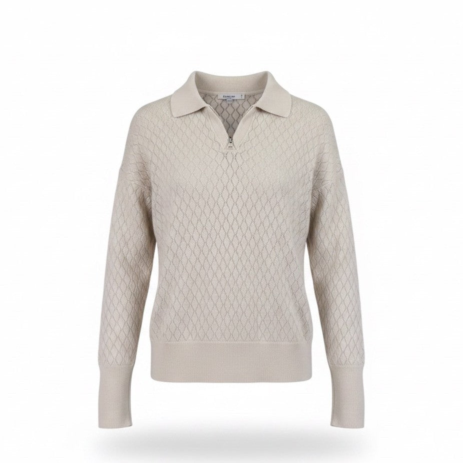Chicos Womens Cream Knit Pullover Sweater Acetate/Modal Blend Size L