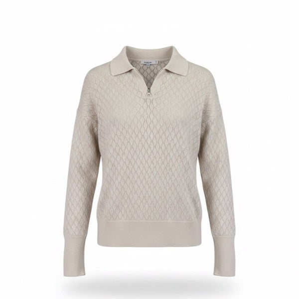 Chicos Womens Cream Knit Pullover Sweater Acetate/Modal Blend Size L